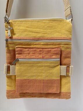 Yellow & Orange Woven Crossbody Bag - Unbranded